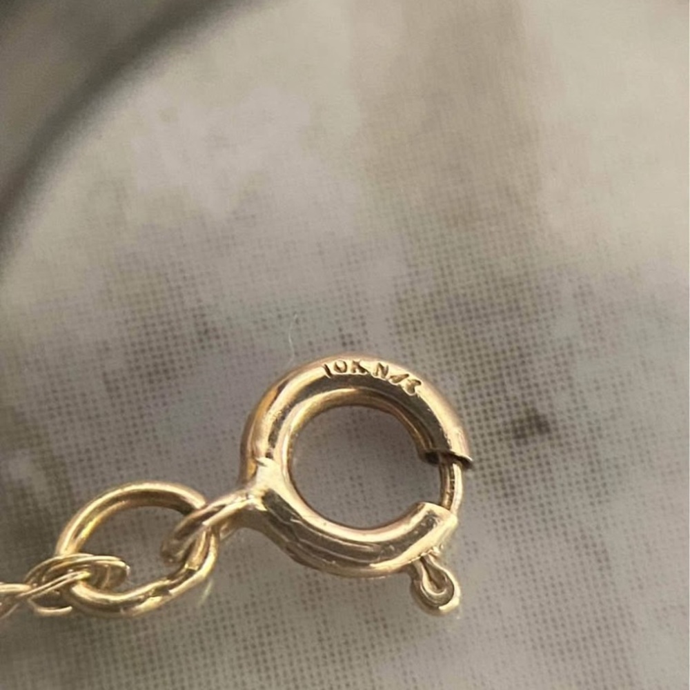 10k yellow Gold Double Heart Diamond Pendant And 10k Gold fine Necklace - Picture 5 of 6